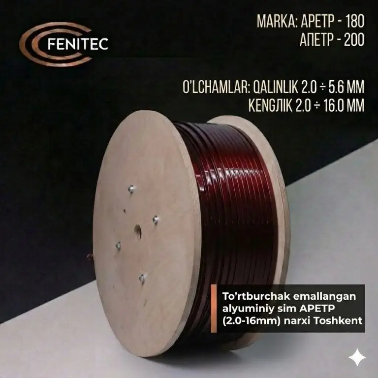 To‘rtburchak emallangan alyuminiy sim APETP (2.0–16 mm) narxi | Transformator o‘ram simi